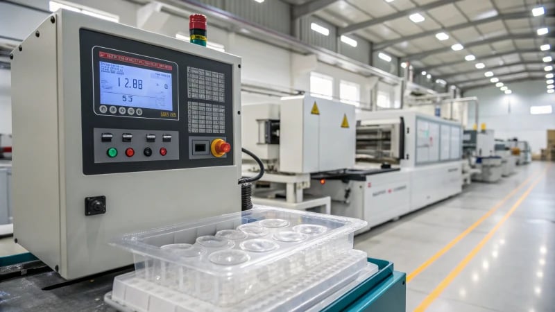 A state-of-the-art injection molding machine in a factory