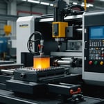 Injection molding machine creating a hollow plastic part