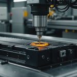 Close-up of an injection molding machine with molten plastic