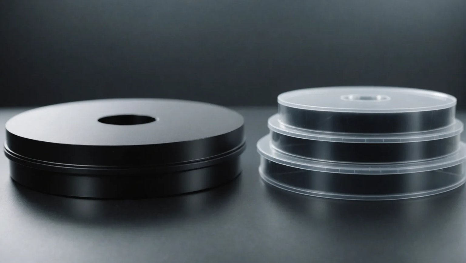 Various plastic materials suitable and unsuitable for injection molding displayed.