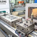 Technical illustration of an injection molding mold runner system