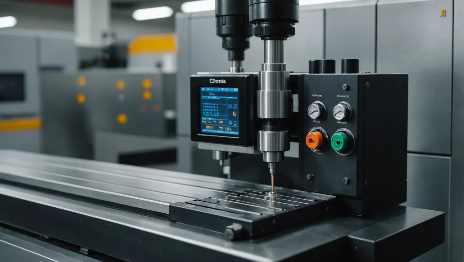 Injection molding machine with focus on pressure gauge and mold