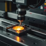 Close-up of an injection molding machine in operation.