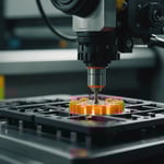 Close-up of an injection molding machine operating with plastic material being injected into a mold.