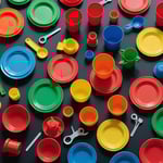 Various products made through injection molding including tableware, toys, and automotive parts.