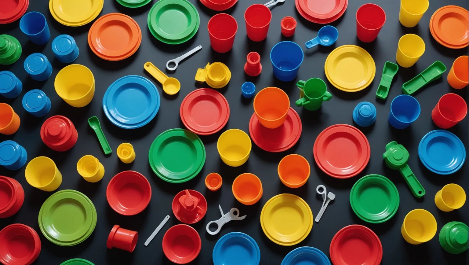 Various products made through injection molding including tableware, toys, and automotive parts.