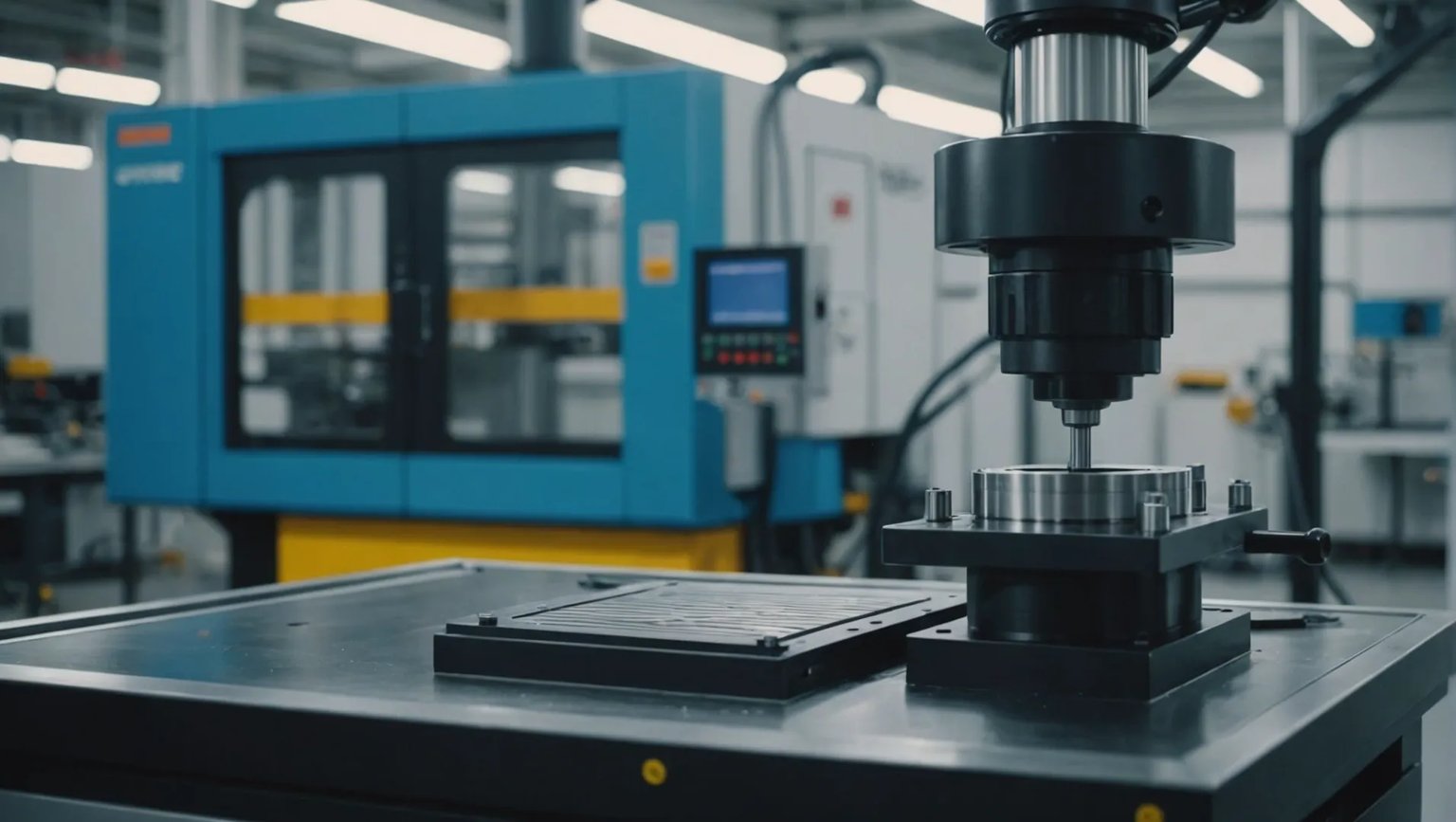 Injection molding machine with focus on plastic part design to reduce warping