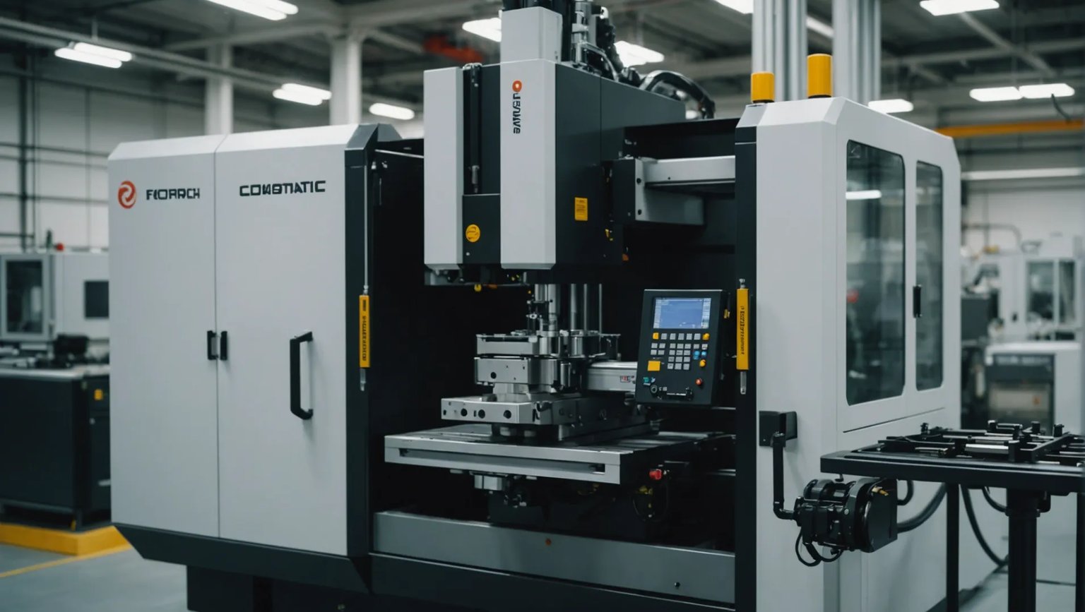 Injection molding machine in operation with focus on precision and quality.