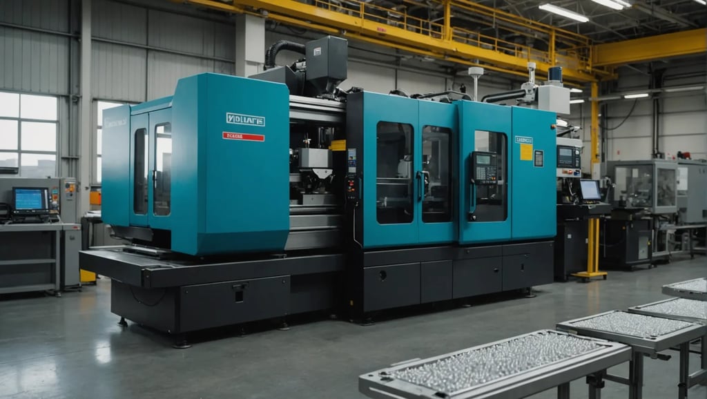 Injection molding machine with a visible short shot defect in the molded part