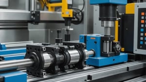 Close-up of an injection molding machine and an extrusion machine side by side