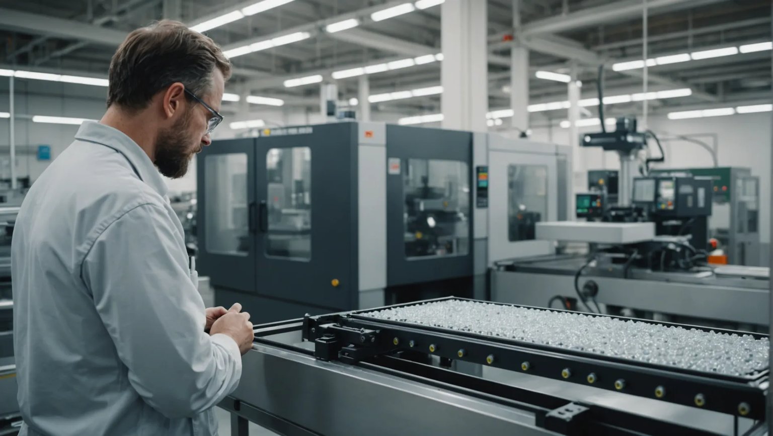 Injection molding machine producing lightweight parts