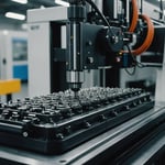 Injection molding machine producing various plastic components for different industries