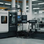 A modern injection molding machine crafting electronic components in a factory setting.