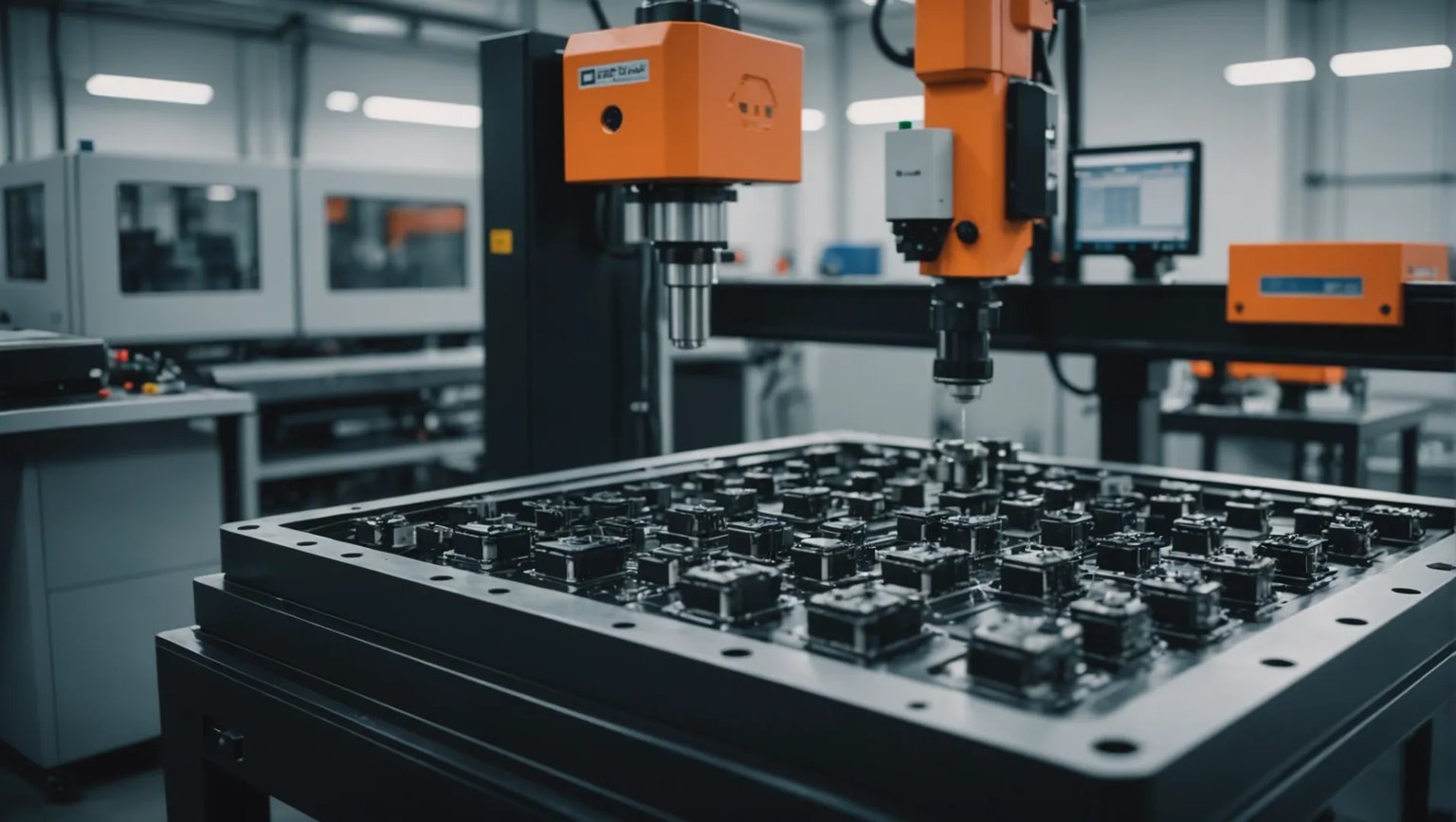 Close-up of an advanced intelligent injection mold in operation