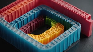 Cross-section of an injection molded part showing internal stresses