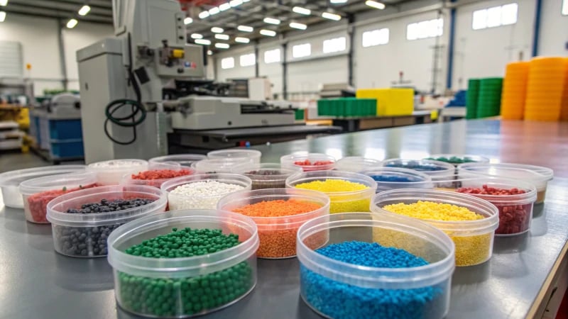 Close-up of manufacturing materials on a workbench