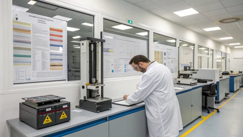 Technician conducting wear resistance tests in a laboratory