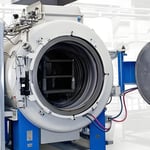 Large industrial vacuum chamber with control panel and locking mechanism