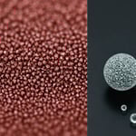 Close-up of liquid crystal polymer granules next to a precision-molded component