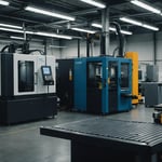 3D printing and blow molding machines in a factory setting