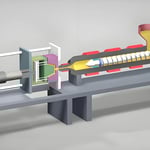 Cutaway illustration of a mechanical apparatus for fluid processing and mixing