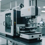 Close-up of a medical injection molding machine in operation