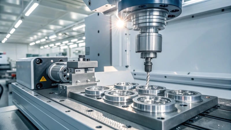 Close-up of industrial machinery and conveyor belts in a manufacturing facility.