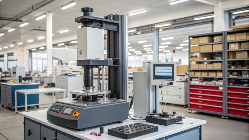 A modern laboratory with advanced friction testing equipment and machinery
