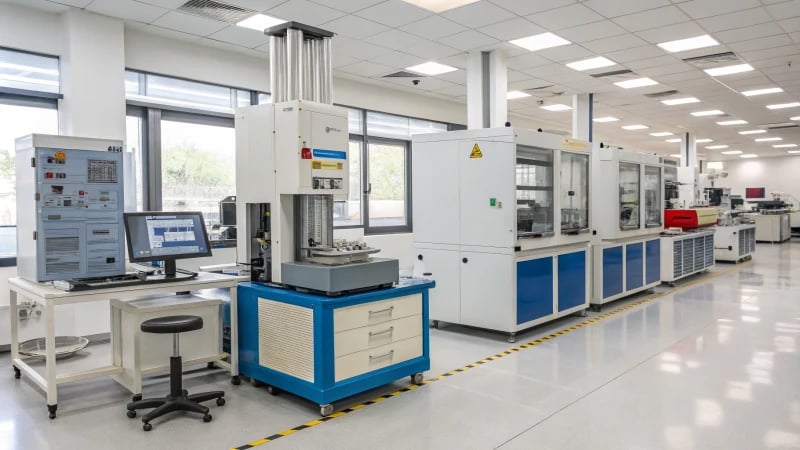 Modern Laboratory for Plastic Testing A high-tech laboratory with testing equipment for plastic materials.