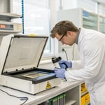 Technician measuring temperature in a lab