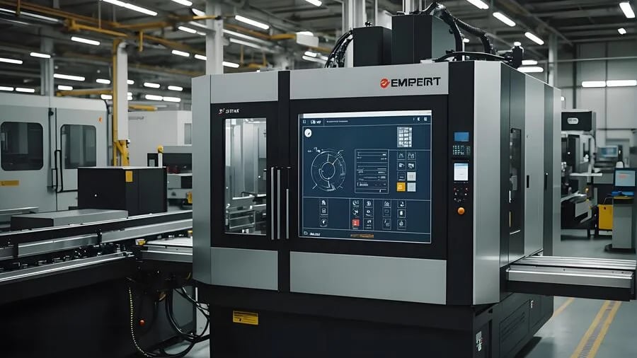Advanced machining center labeled 'EMPERT' in a bright industrial setting
