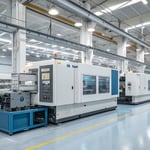 A modern manufacturing facility with advanced injection molding machines