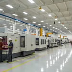 Interior of a modern manufacturing facility with advanced machinery