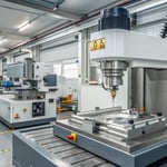 A modern mold manufacturing workshop with a CNC milling machine