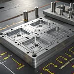 Technical illustration of a mold design with channels