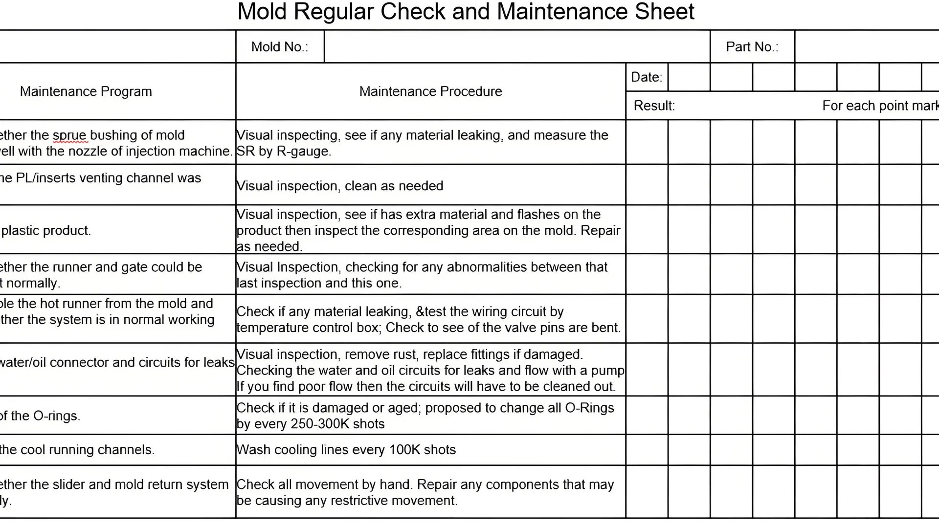 Technician inspecting mold with documentation in hand