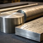 Close-up of various mold steel samples on a dark background