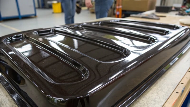 Close-up of a glossy molded plastic product