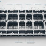 Multi-cavity mold design with detailed engineering blueprint