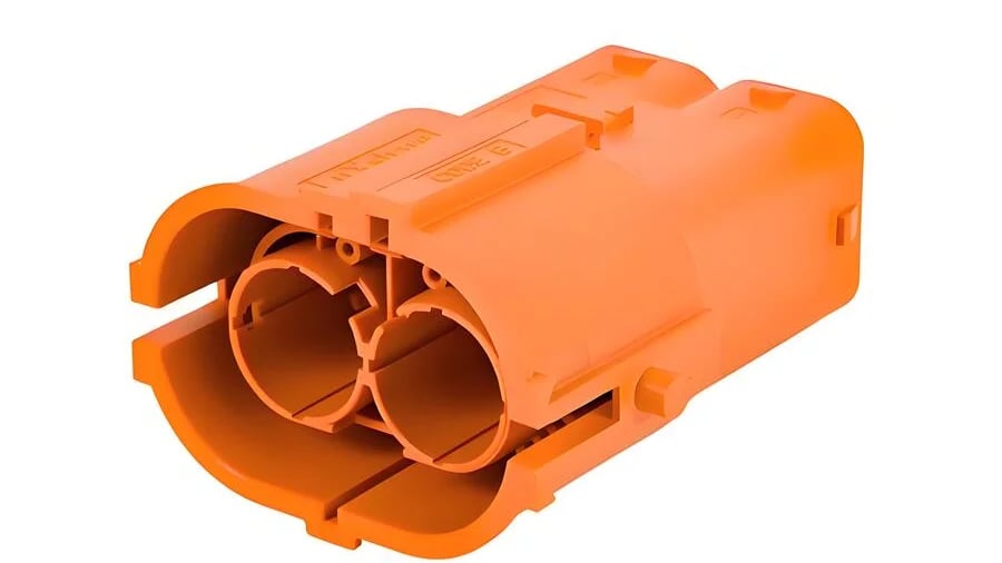 Bright orange electrical connector with a robust cylindrical design