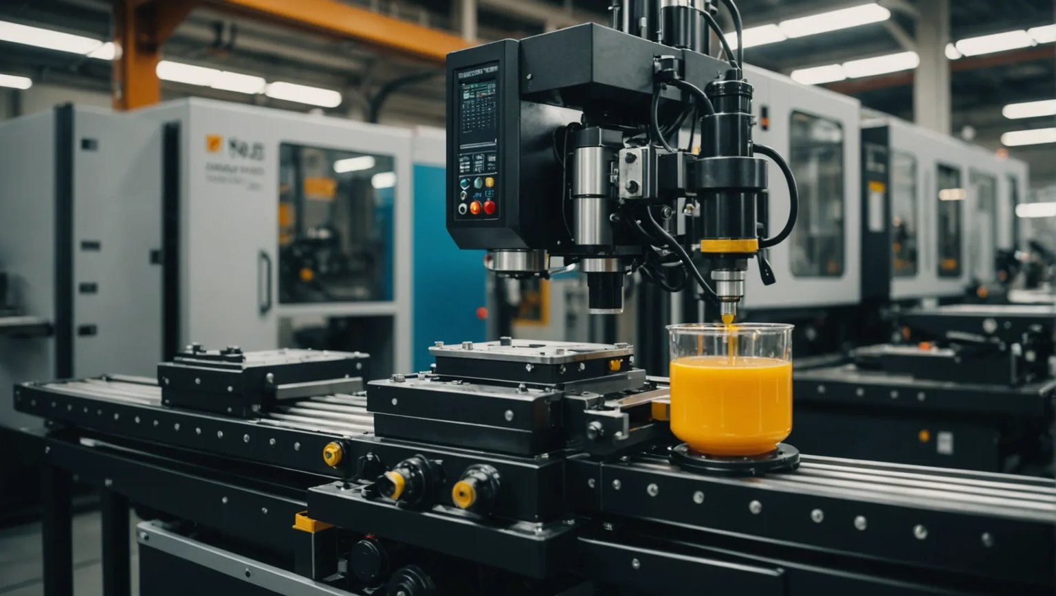 Injection molding machine with PA46 polymer granules