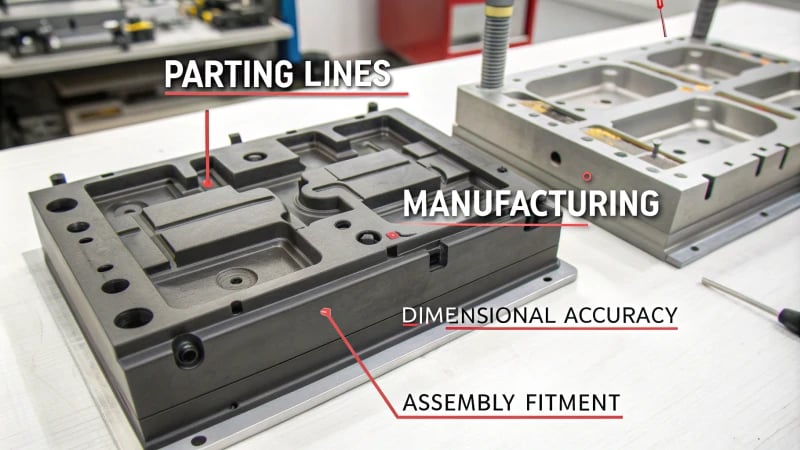 Diagram illustrating parting lines in molded products