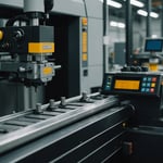 Injection molding machine processing PEEK material with molds and machine parts visible