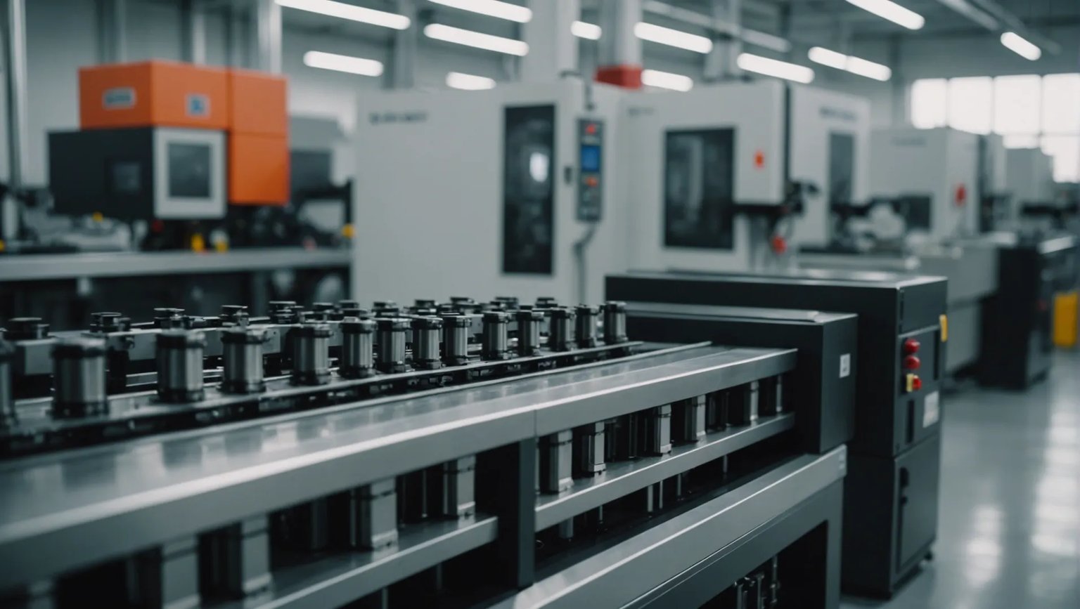 PEEK molding process showcasing machinery and components