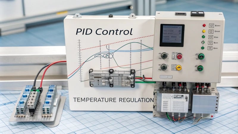 Schematic diagram of a PID control system for temperature regulation