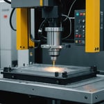 A plastic injection molding machine in operation