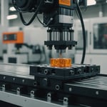 Plastic injection molding machine in operation