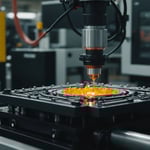 Injection molding machine with molten plastic