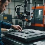 Plastic mold being created in a factory setting