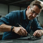 Technician polishing injection molded product